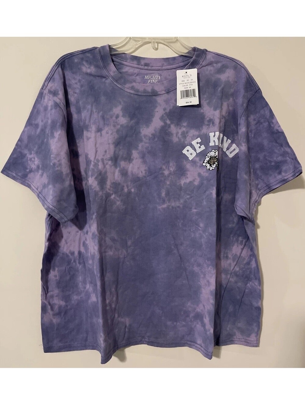 Mighty Fine Womens 3x Purple Tie-Dye Short-Sleeved Cropped Shirt NWT! A2970